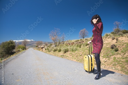 sexy woman hitch-hiking