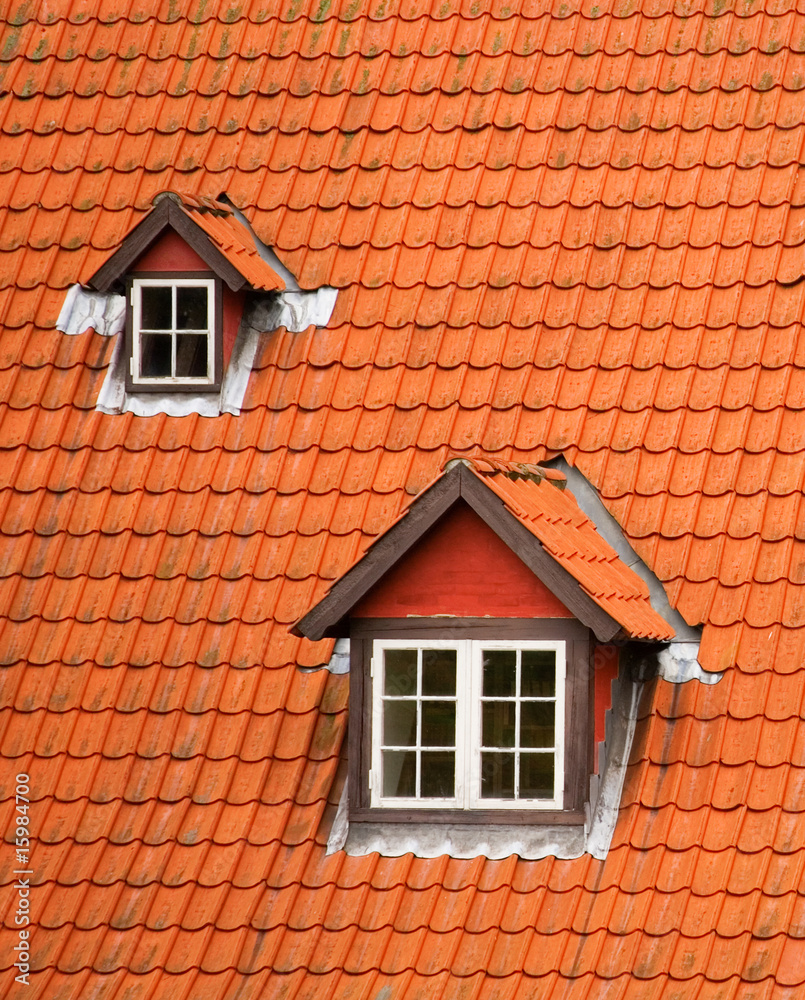 Red tile roof and garrets