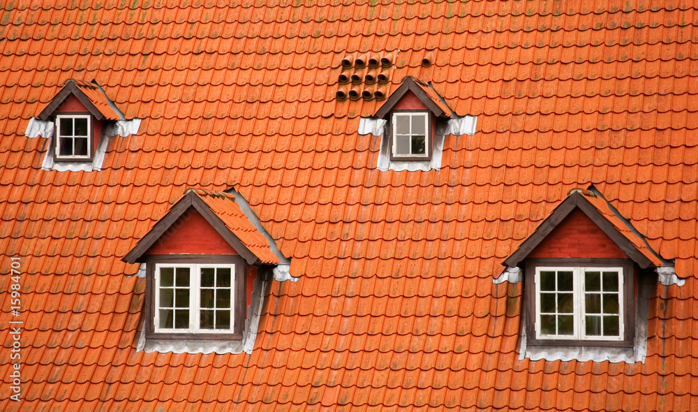 Red tile roof and garrets