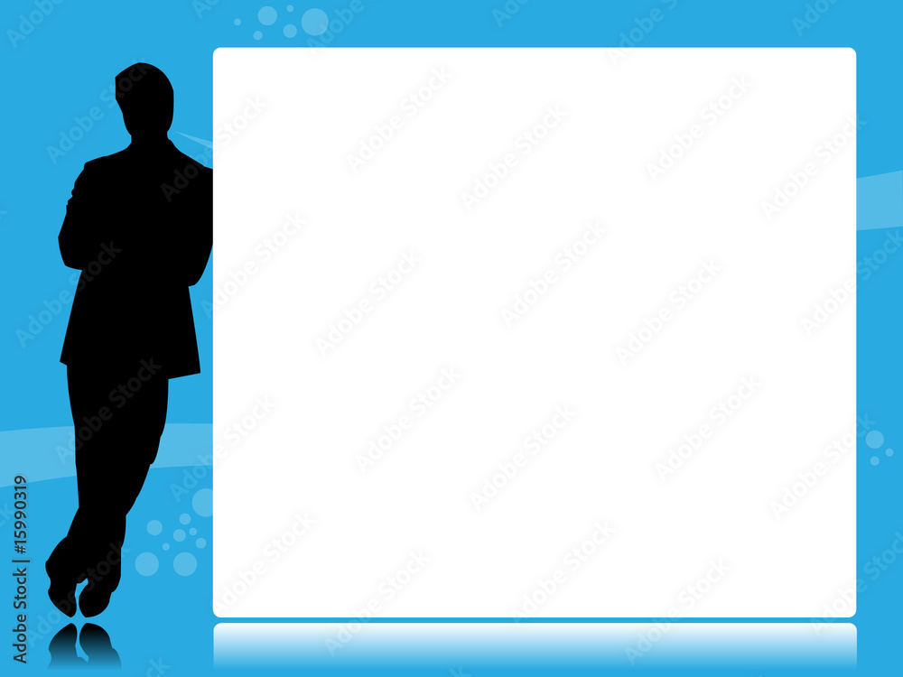 Obraz premium Man leaning on white stand