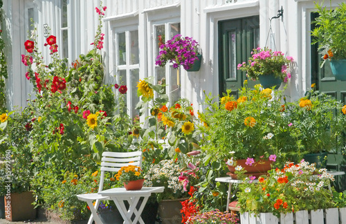 Facade with flowers