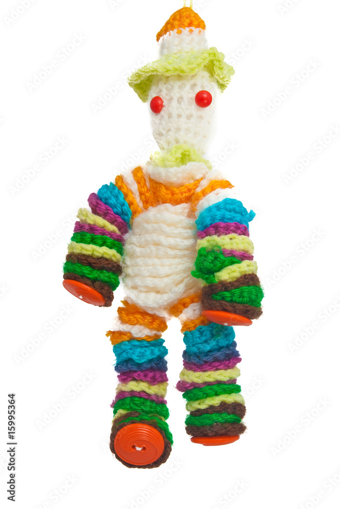 Wool doll on white background