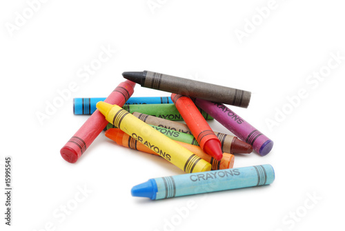 Crayons lying in chaos isolated on white background