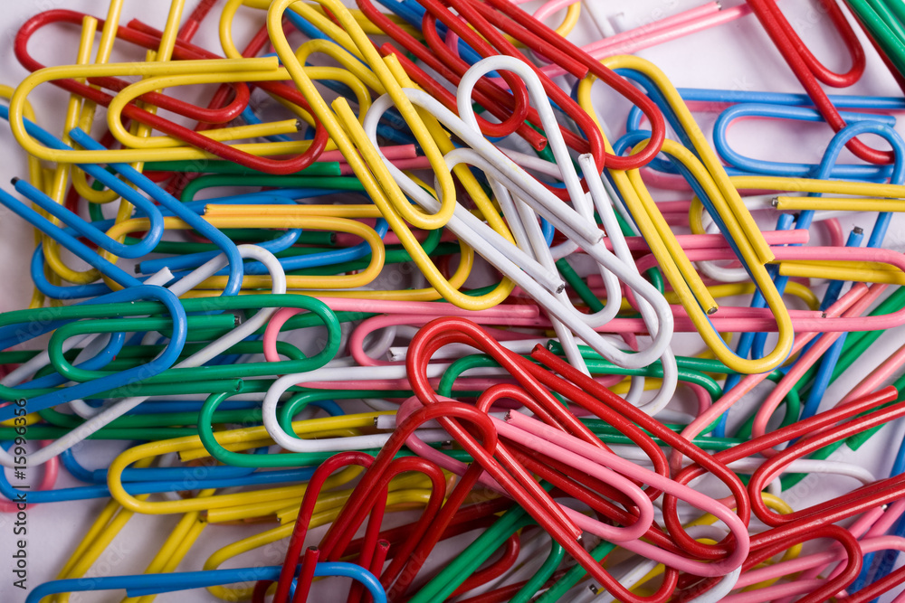colored paper clips close look colored paper clips close look