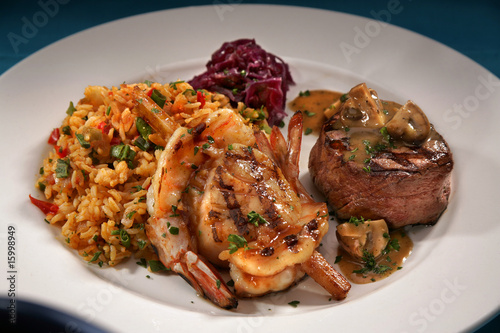Shrimp Kabobs and Beef Filet Mignon Tenderloin