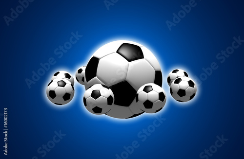 soccer balls - illustration with blue spotlight background