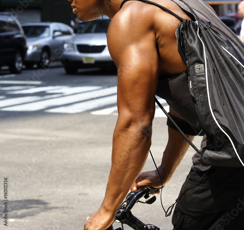 Bicycle courier delivering documents