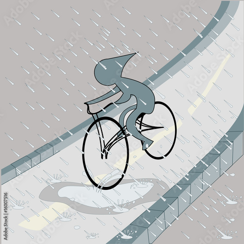 biker in the rain