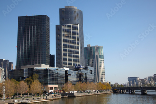 Embankment and scyscrapers in Melbourne photo