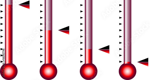 Thermometer or barometer with arrows pointing
