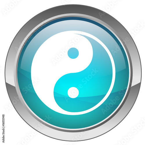 Bouton "Ying & Yang" (bleu)