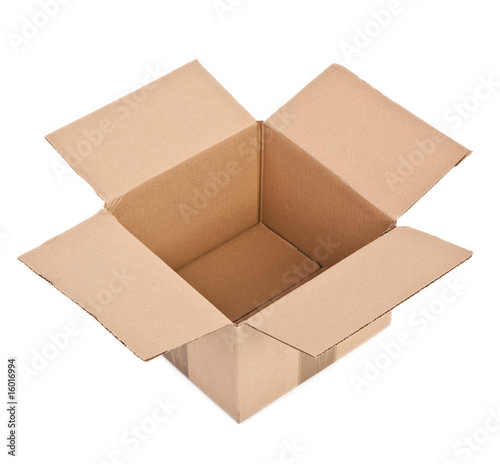 open cardboard box on white