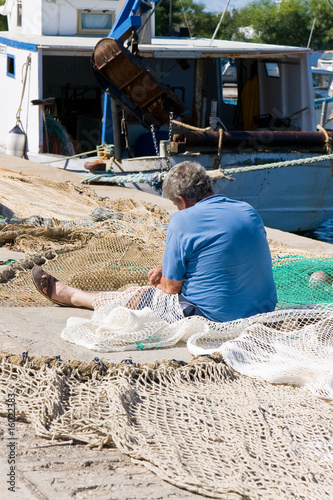 Fischernetz, Fischer, Hafen, Sardinien photo