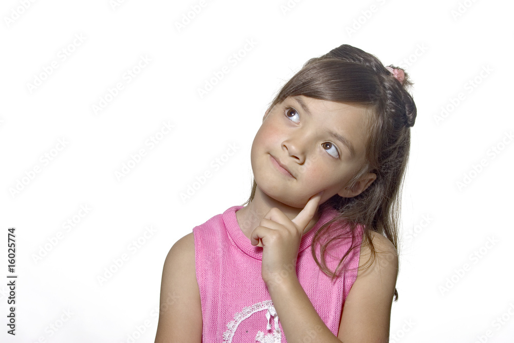 A young girl strikes a thoughtful pose. A young girl strikes a thoughtful pose.