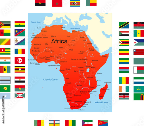 africa continent with count...