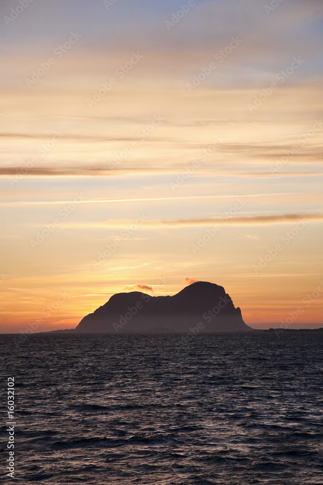 Island in sunset