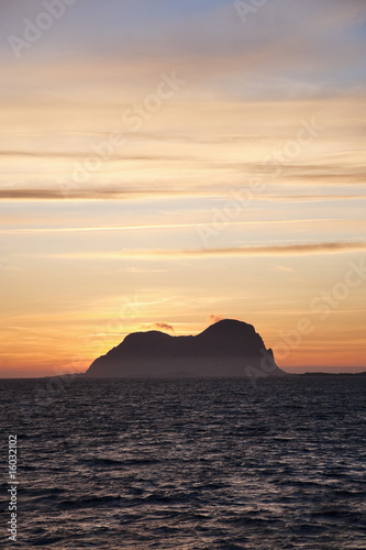 Island in sunset