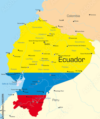 Ecuador country colored by national flag