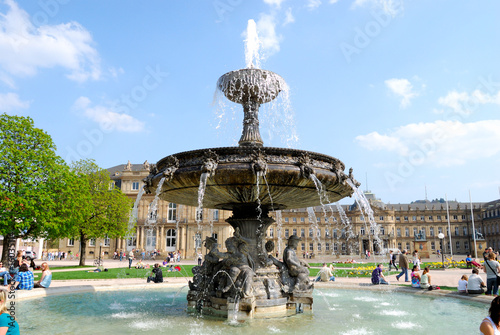 Fountain on Schlossplatz in Stuttgart photo