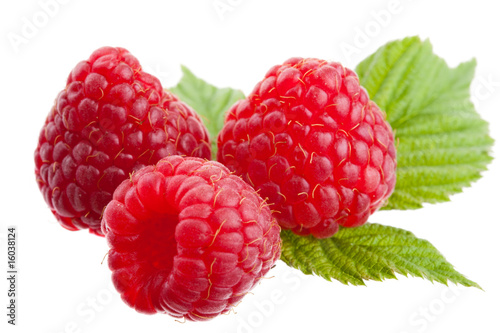 Raspberries isolated on white background