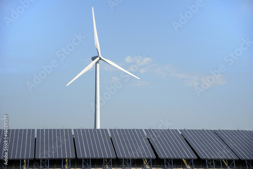 Solar and wind energy plant photo