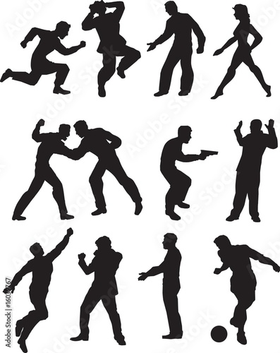 action silhouettes vector