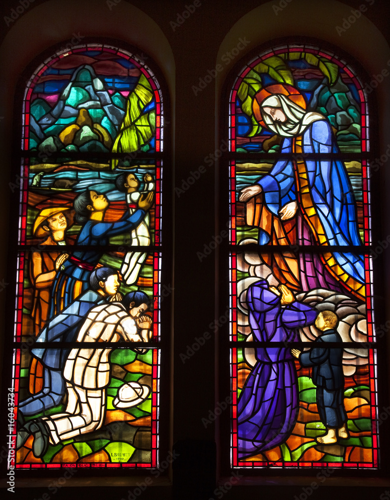 Virgin Mary Stained Glass Notre Dame Catherdral Saigon Vietnam