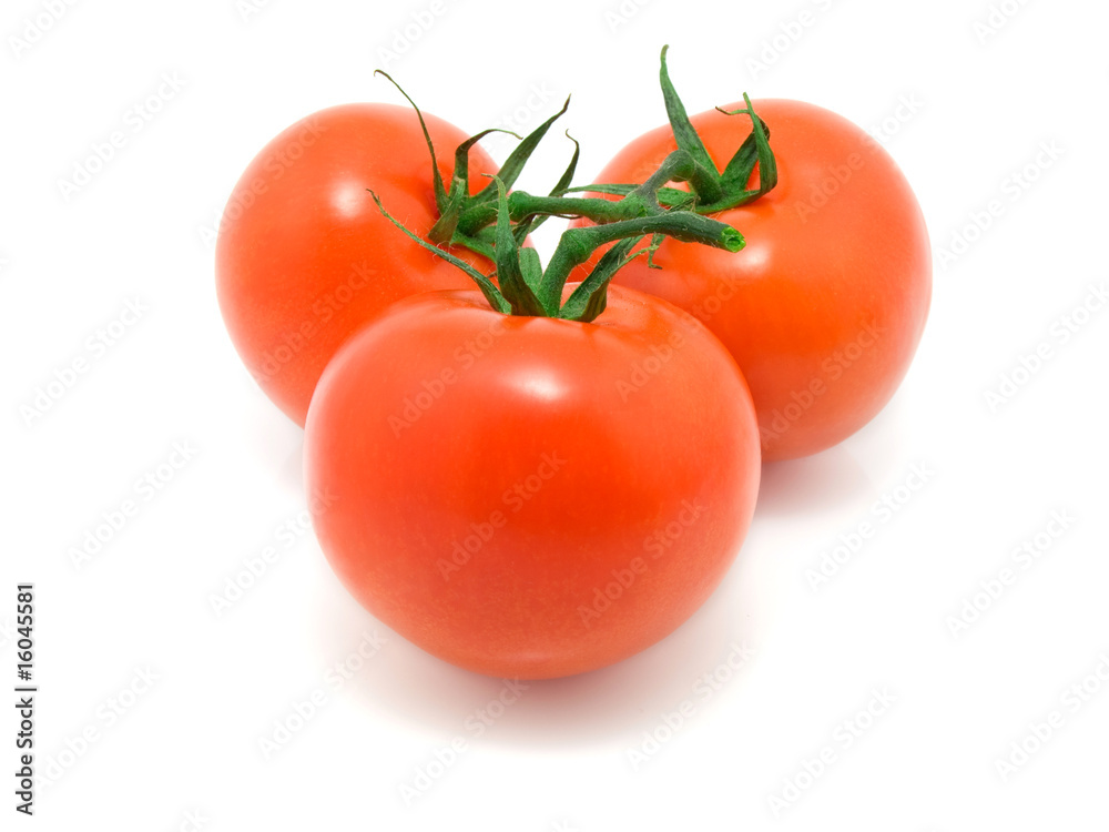 Red tomato isolated on white background.