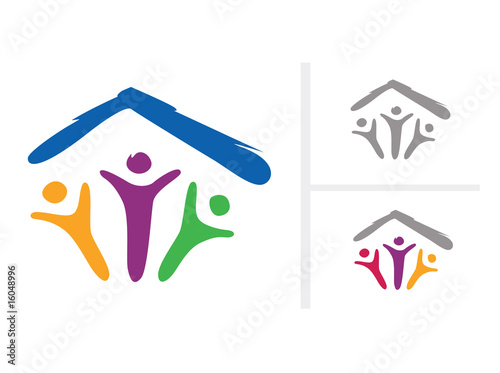 Family under one roof. Vector pictogram.