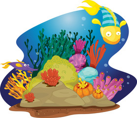 Handdoek met foto Onderwaterwereld Tropische vissen tussen waterplanten  © GraphicsRF