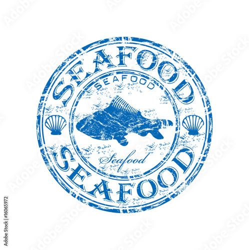 Seafood grunge rubber stamp