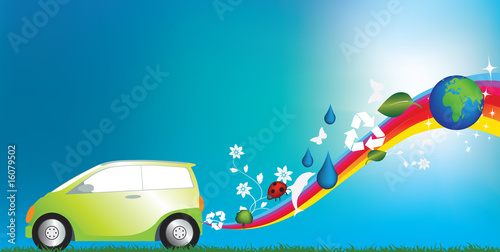 illustration of an environmentally friendly green car