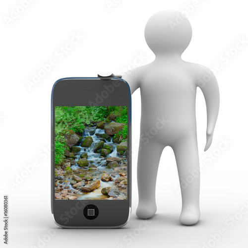 man and phone. Isolated 3D ...