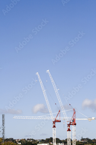 Skyline of Tower Three Cranes with area for text