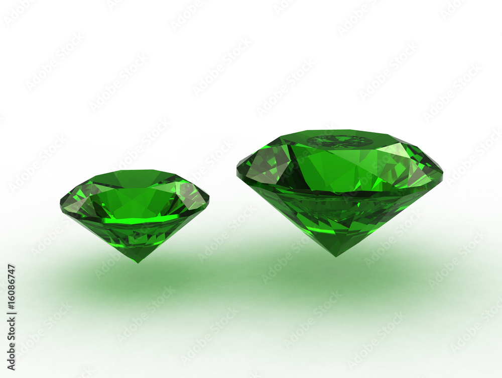 Pair of round emerald gems