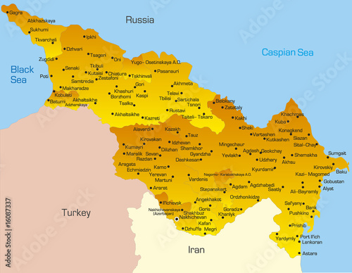 Vector map of Caspian region countries