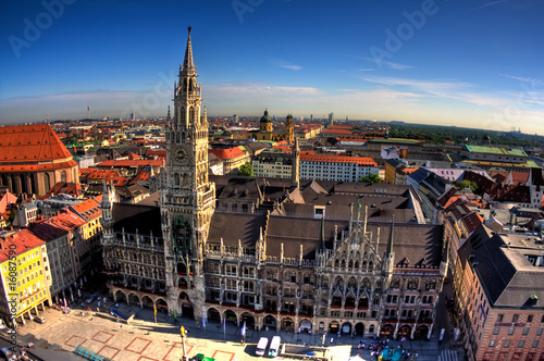 Building of Rathaus from tower in Munich, Germany