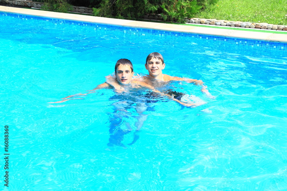 friends in the pool