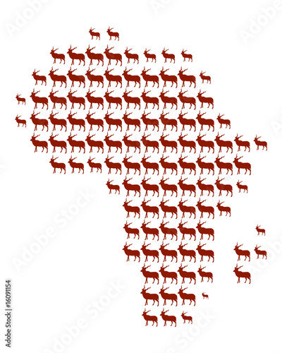 Karte von Afrika aus Kudu-Antilopen