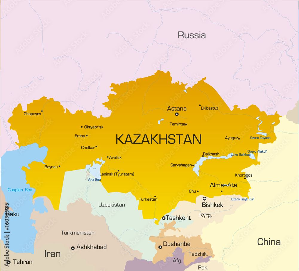 Vector illustration of KAZAKHSTAN map