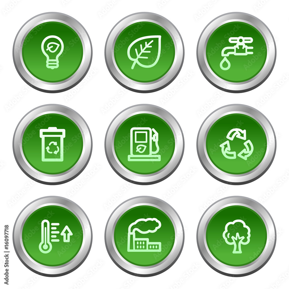 Ecology web icons, green circle buttons series Ecology web icons, green circle buttons series