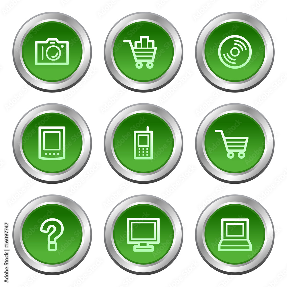 Electronics web icons, green circle buttons series Electronics web icons, green circle buttons series