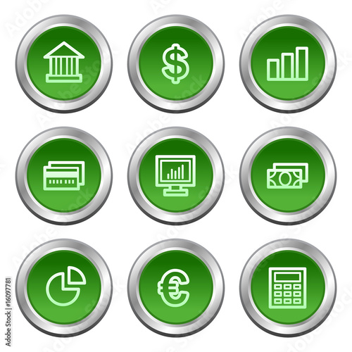 Finance web icons, green circle buttons series