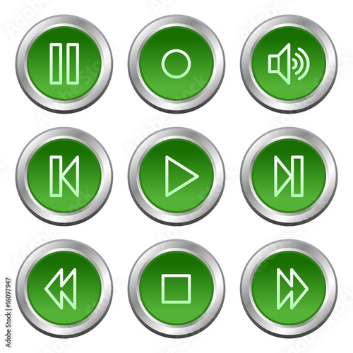 Walkman web icons, green circle buttons series