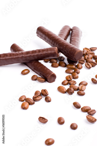 chocolate bars and coffee beans