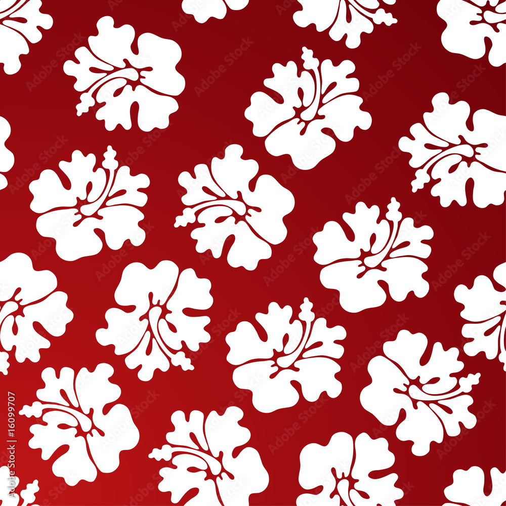 tropical floral print red