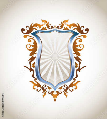 Metallic shield with ornament