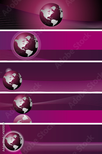 Set of five business horizontal banners background.