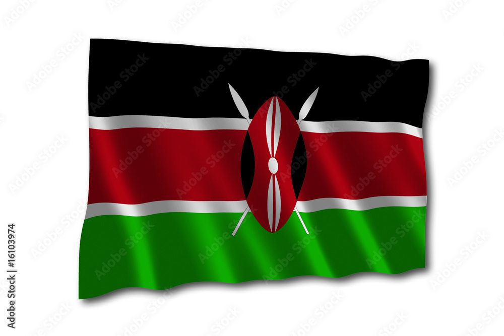 Kenia Flagge Manschettenknöpfe | Chrom Etui Mit Harzkuppel