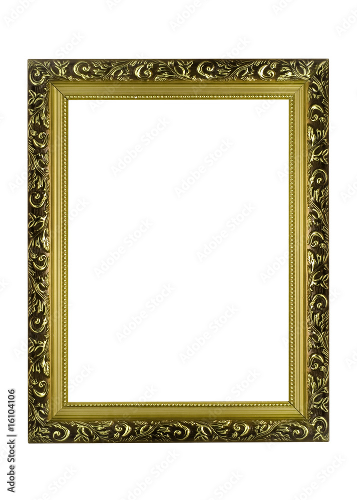 Fototapeta premium Empty golden Frame for picture or portrait
